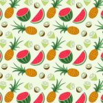 Tropical elements and fresh fruit printing