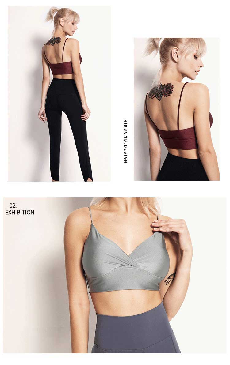 Shiny sports bra with vest style can be directly worn outside during sports