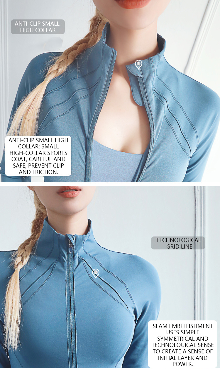 High-collar-zipper-sports-jacket-women-style-fit-body-modelling-shape-details