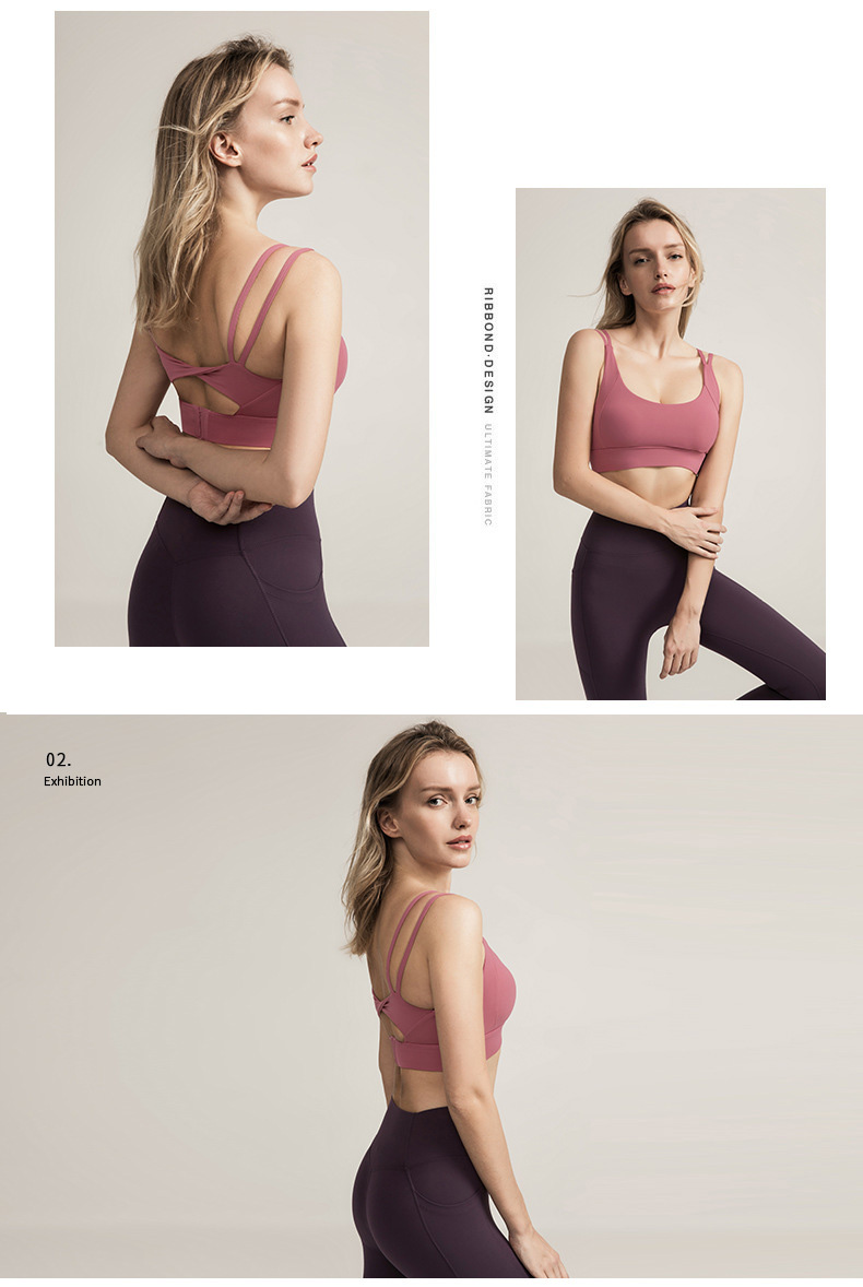 Open back sports bra is a simple and all-matching sports bra with a large U neck to modify the neck and clavicle curves