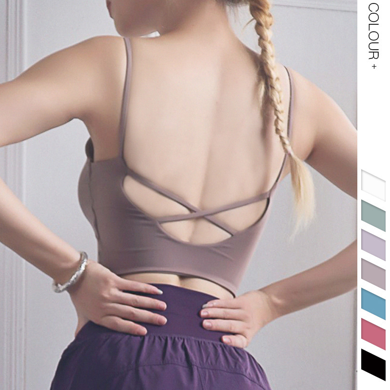 removable bra pads Y shape beauty back gathered vest fitness yoga underwear sport bra with little shoulder strap