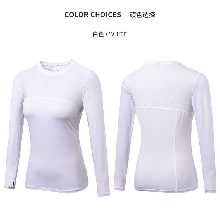 Long-sleeve-workout-shirts-women's-fitness-yoga-female-suit-white-PRO-tights