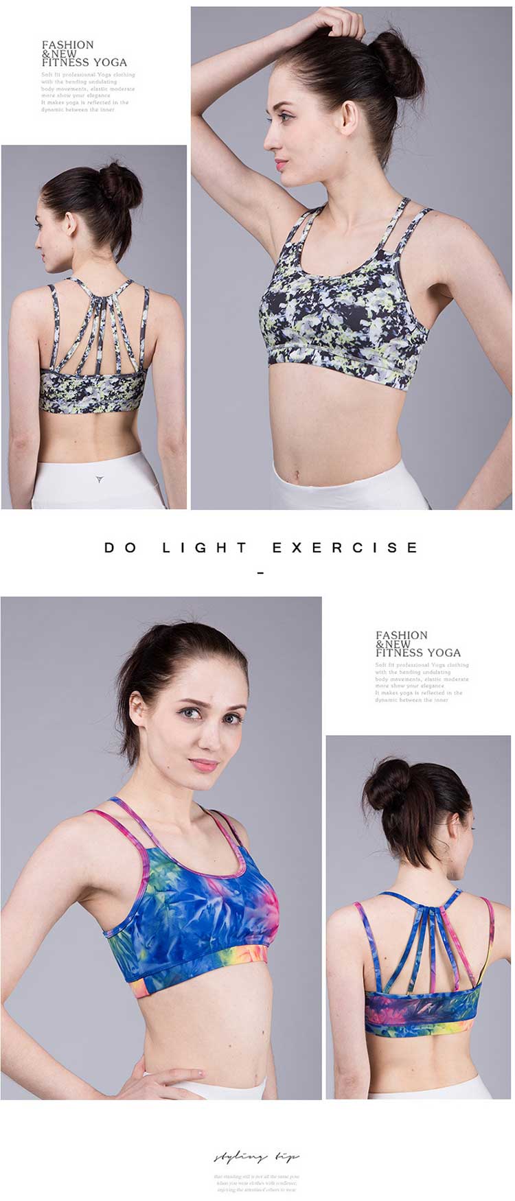 Printed bralette sports bra was born in such a background of demand. It adopts skin-friendly