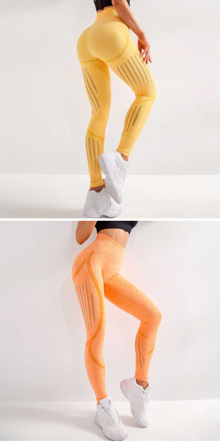 Yellow-and-orange-hollow-out-seamless-yoga-pants