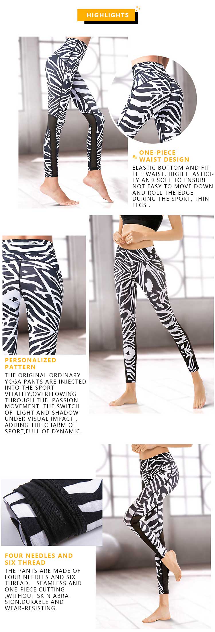 Zebra-print-mesh-leggings-product-highlights