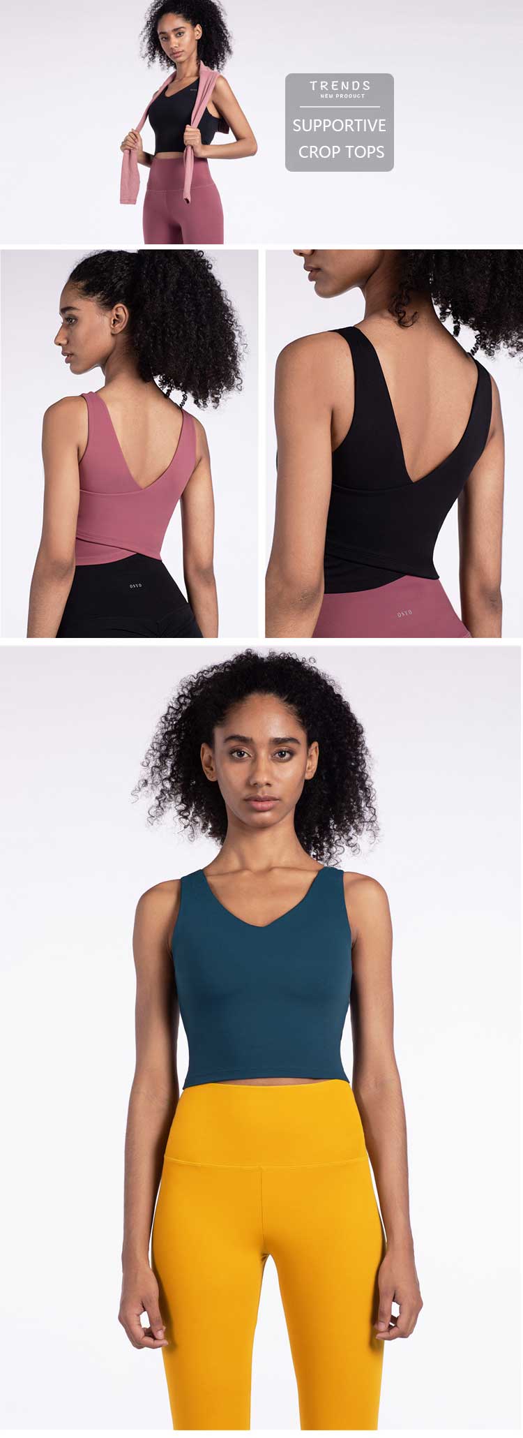 Fully wrapped shockproof supportive crop tops, crossed and folded beauty back gathered yoga vest