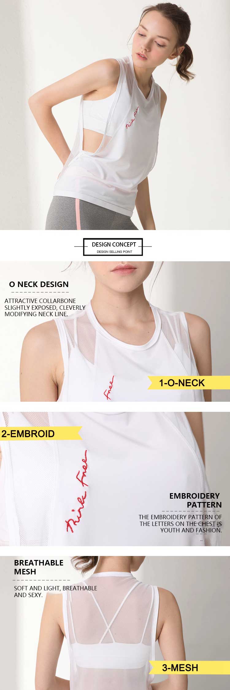 Loose workout tanks breathable design concepts