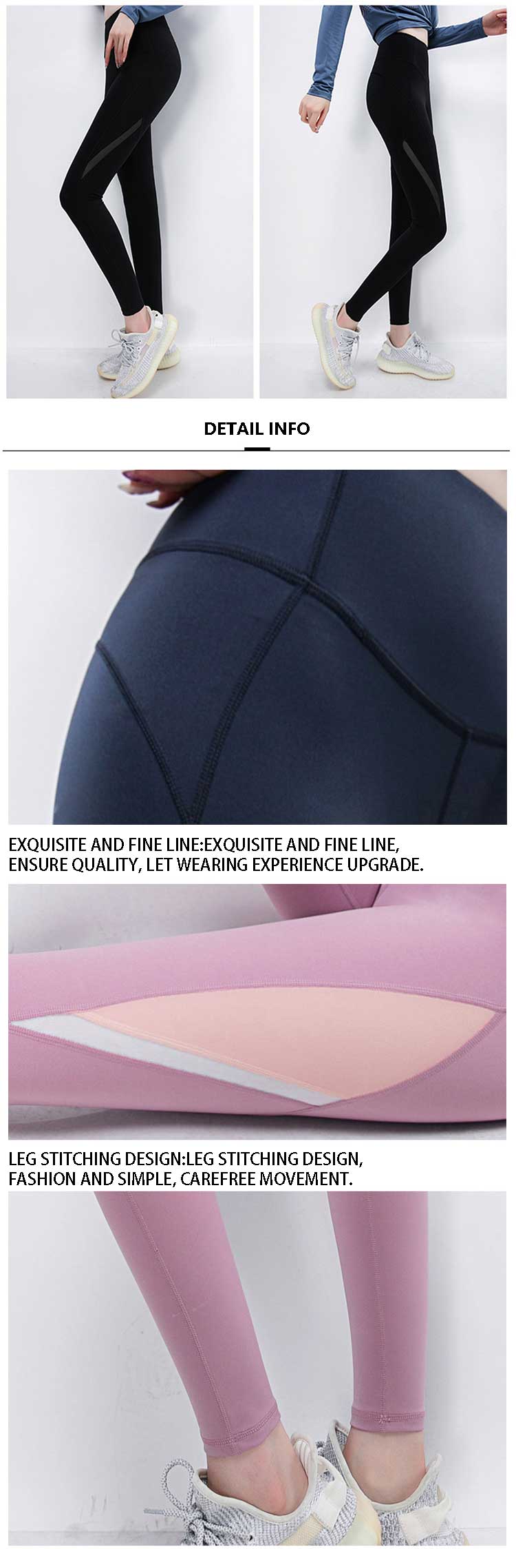 Patchwork sports leggings detail informations