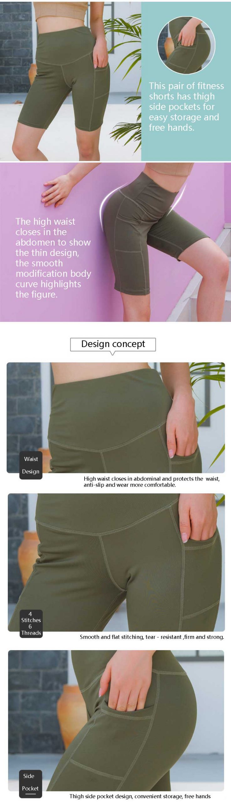Running shorts with phone pocket design concepts