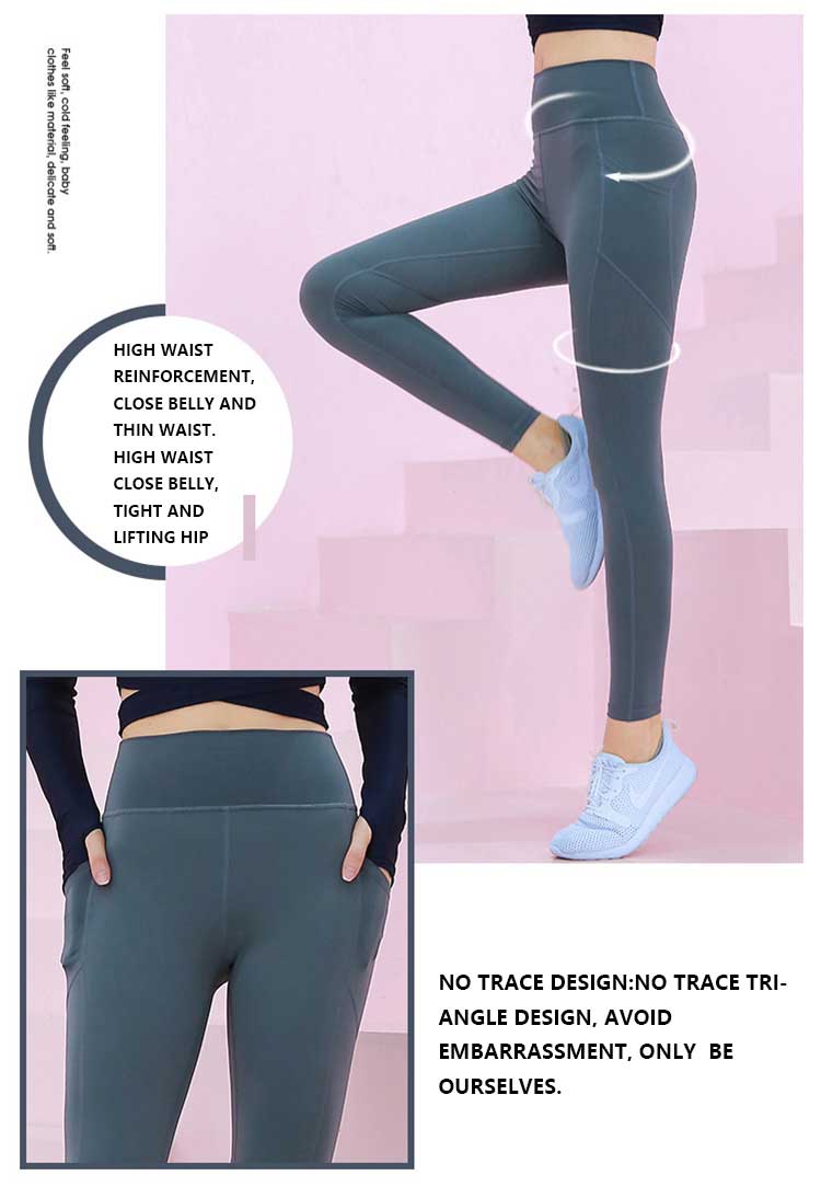 Workout pants with pockets high-waisted and good body shape design