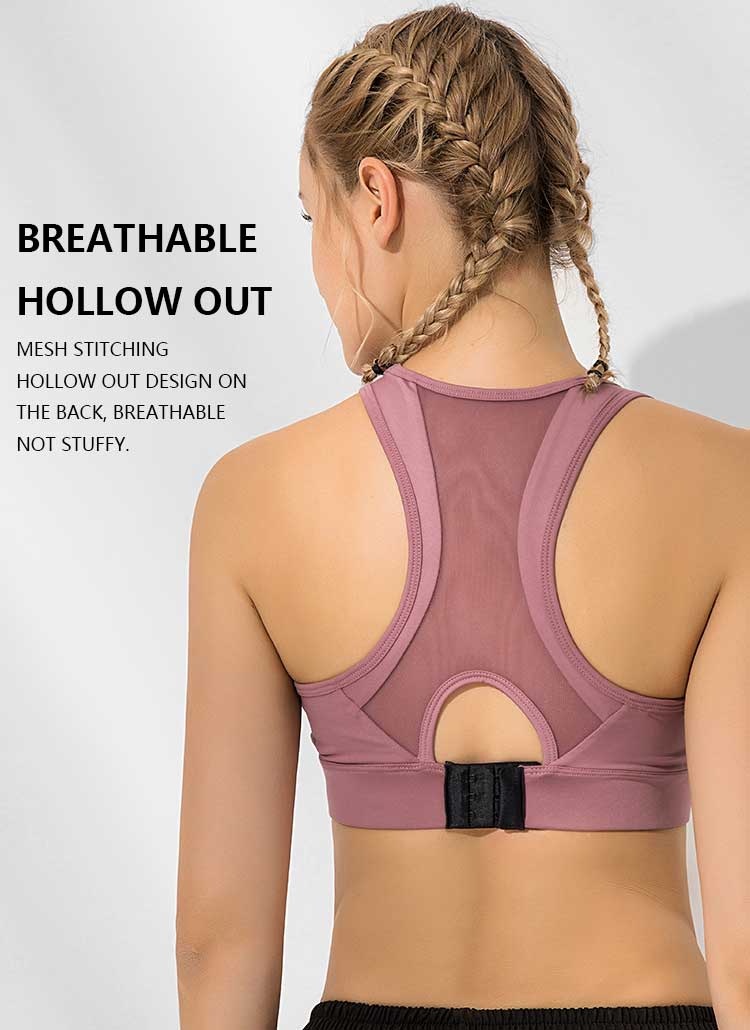 sports bra with back closure breathable hollow out design