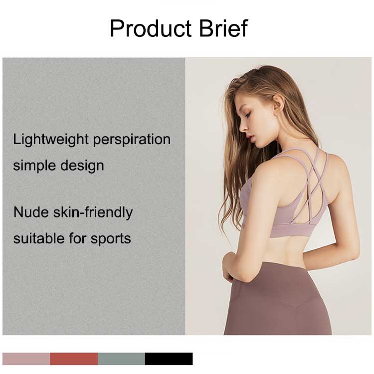 Women Clothing Skin Friendly Nude Sports Bra Cross Back Shockproof