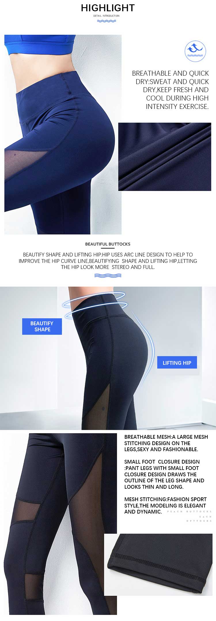 Mesh workout leggings product features