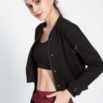 The-stitching-design-of-black-sports-jacket-womens-is-a-highlight.-The-fabric-is-divided-into-different-parts