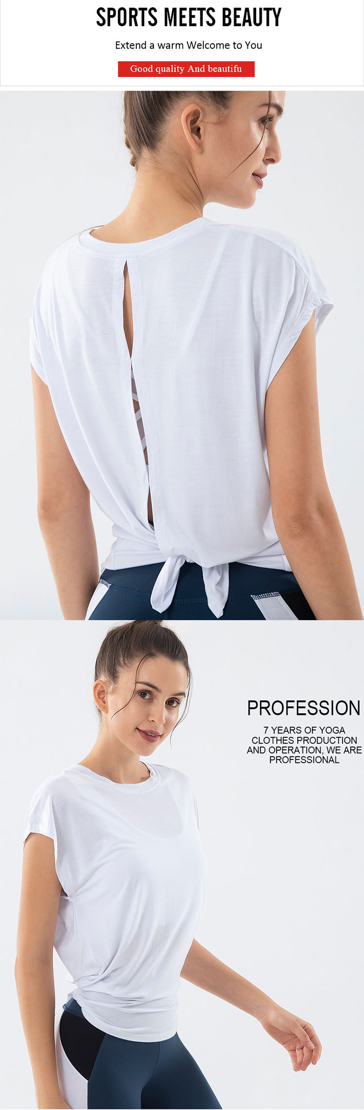 Gym t shirts for women with decorative structure combined with the technological innovation