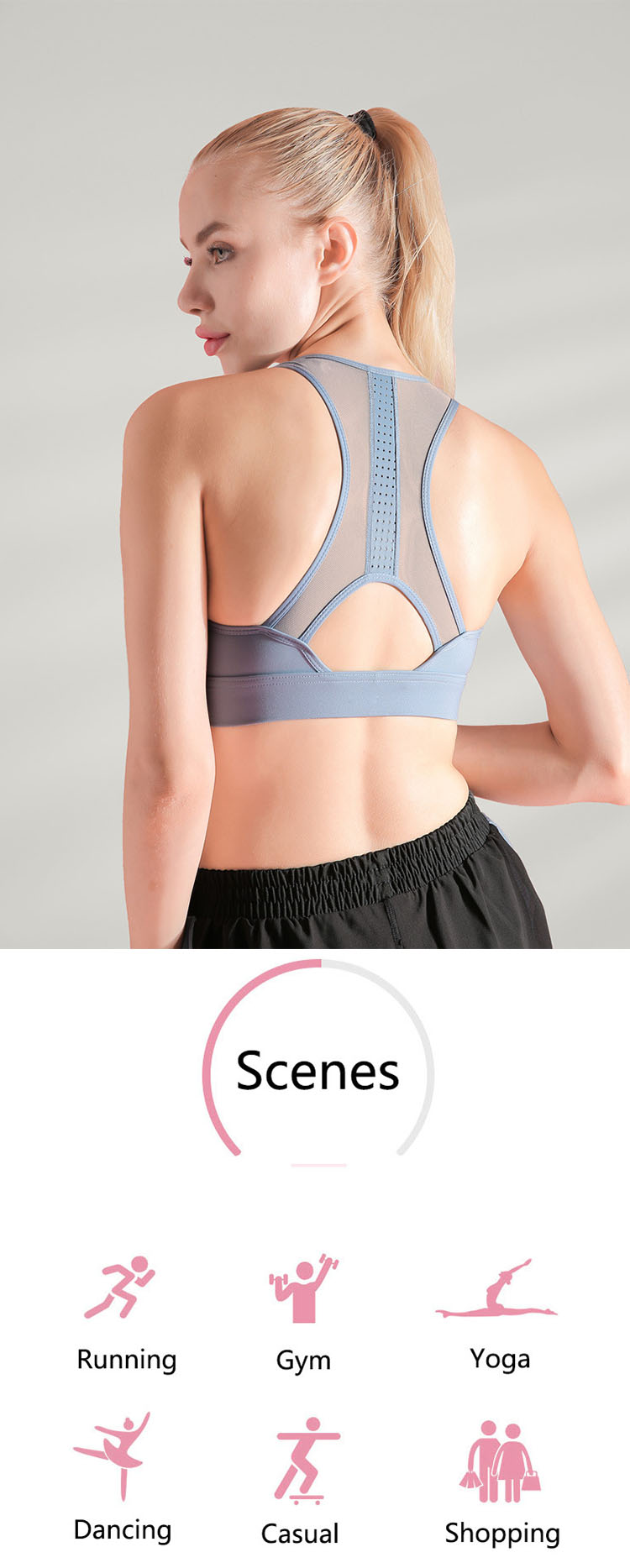 The design of plus size high impact sports bra refers to the design of fitness clothes and dance clothes