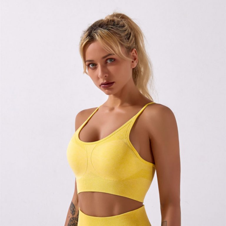 Yellow sports bra Activewear manufacturer Sportswear Manufacturer HL