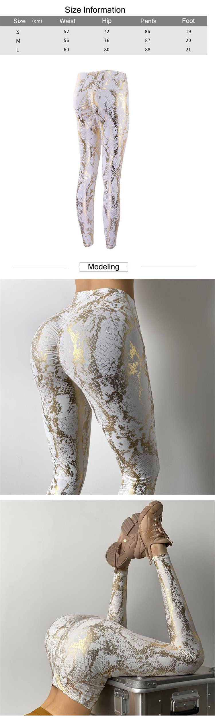 The use of gold onion powder in printing and girls gold leggings