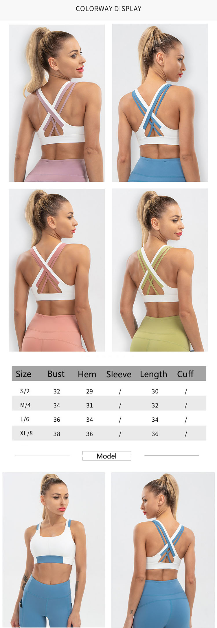 The full support sports bra is designed with no steel ring and no padding