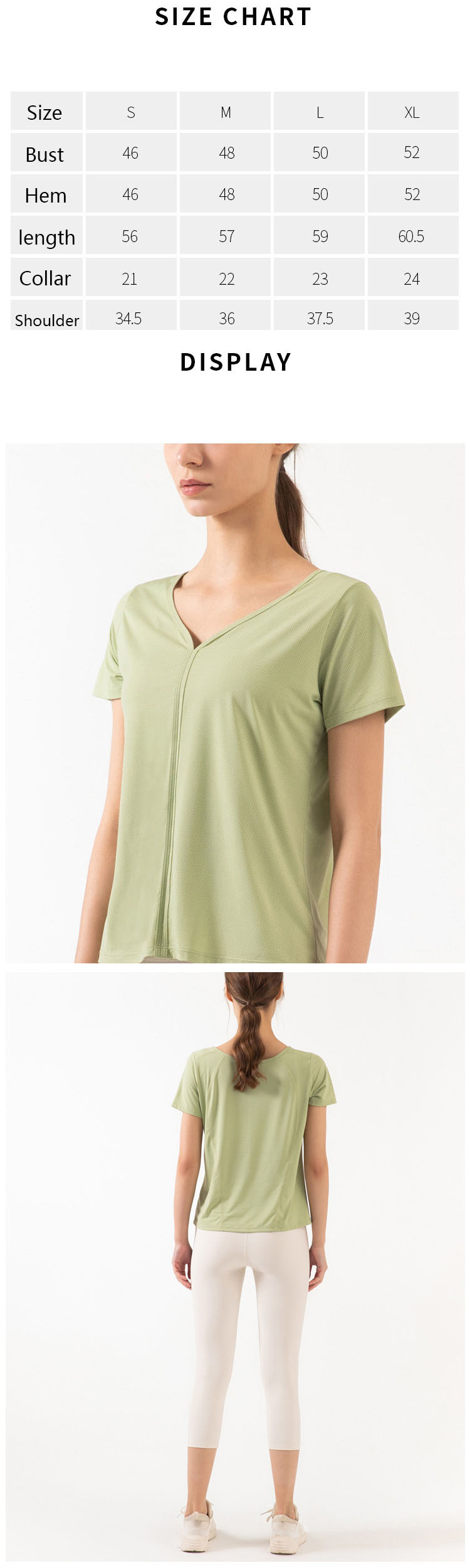 The V-neck shows sexiness, exposing the swan neck, helping to wick away sweat and keeping the skin dry and not stuffy.