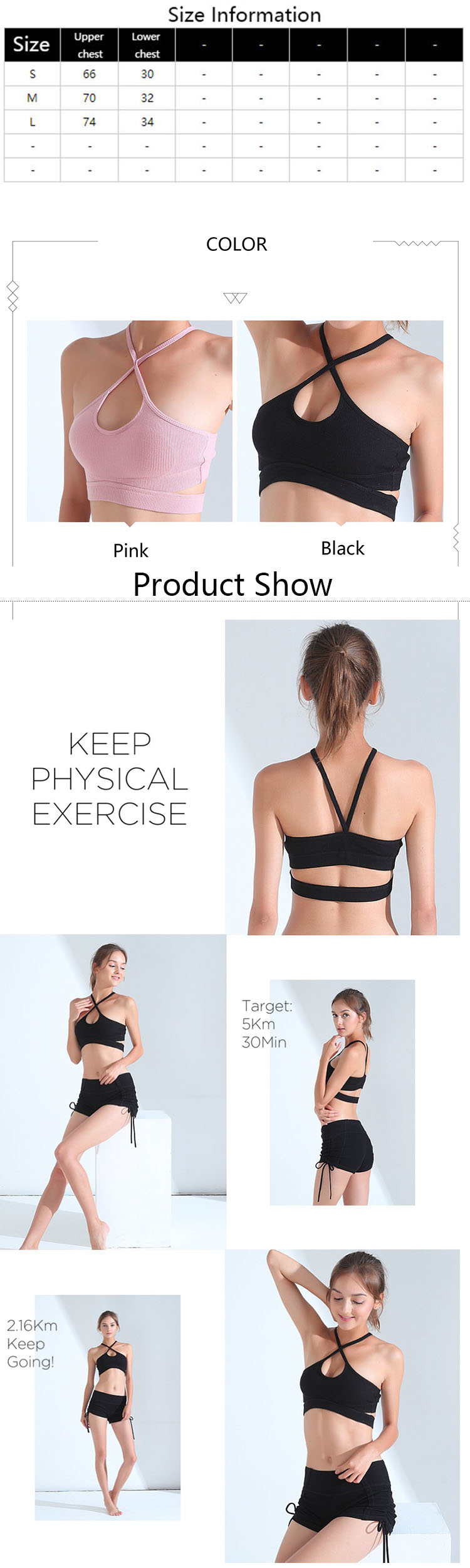 The workout bra uses a steel ring, a non-lineless design