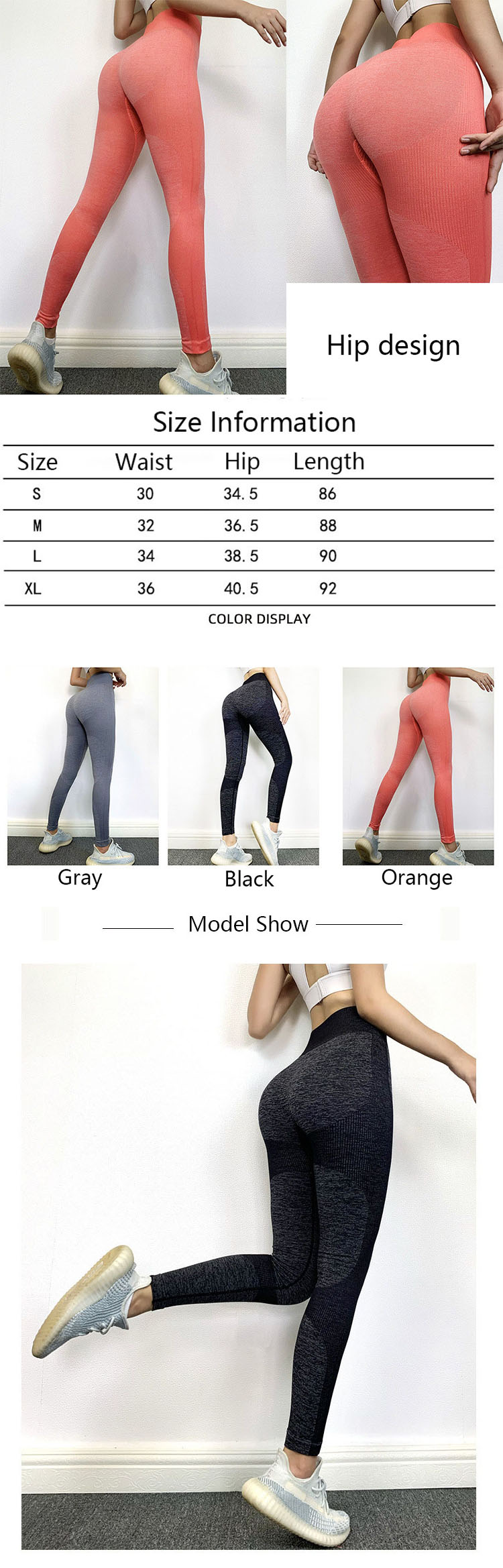 The side seam design of orange workout leggings is a common design starting point.