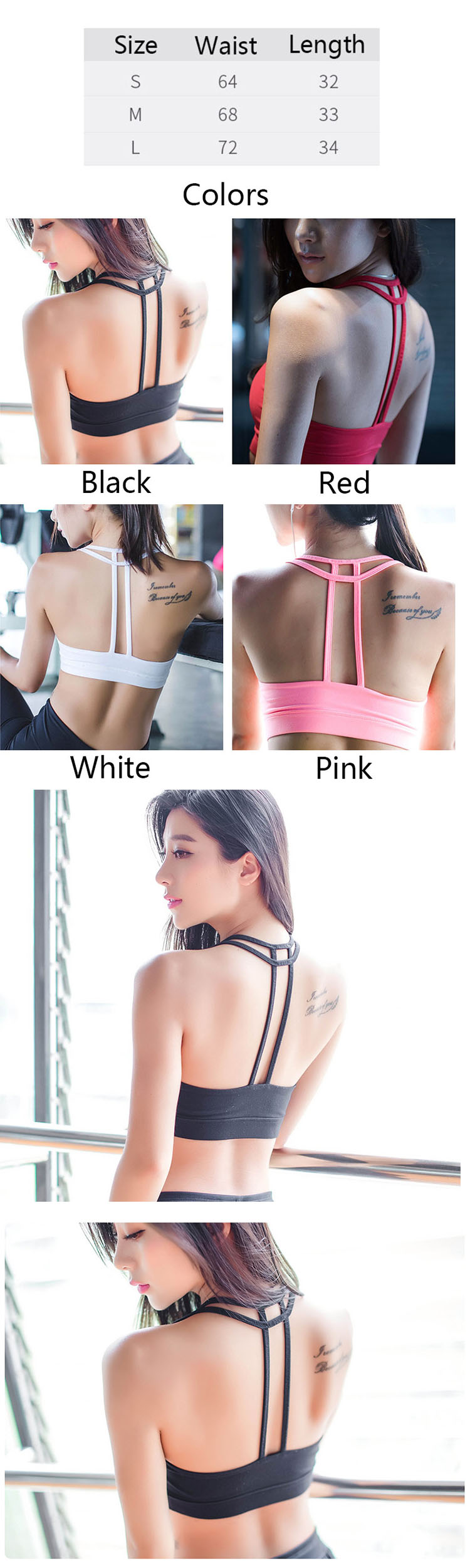 The white strappy sports bra design makes the underwear more refined while increasing the sense of lifting
