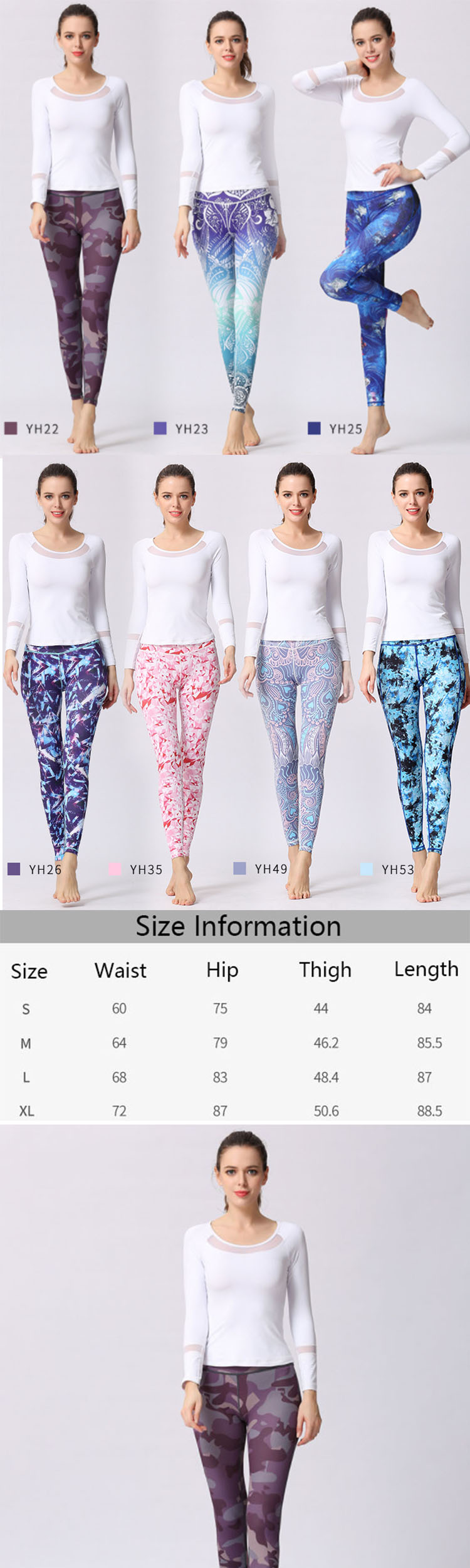 The effect of colourful sports leggings printing on some fabrics is not clear