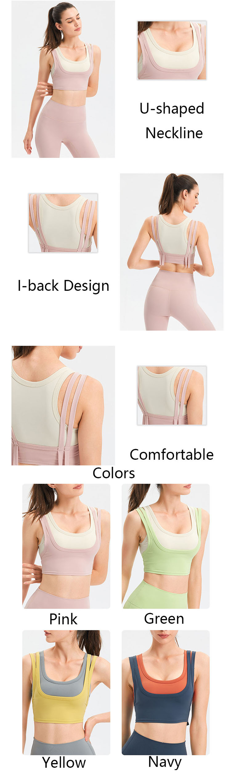 The double-layer shoulder strap design makes the womens running shirts more refined while increasing the sense of lifting