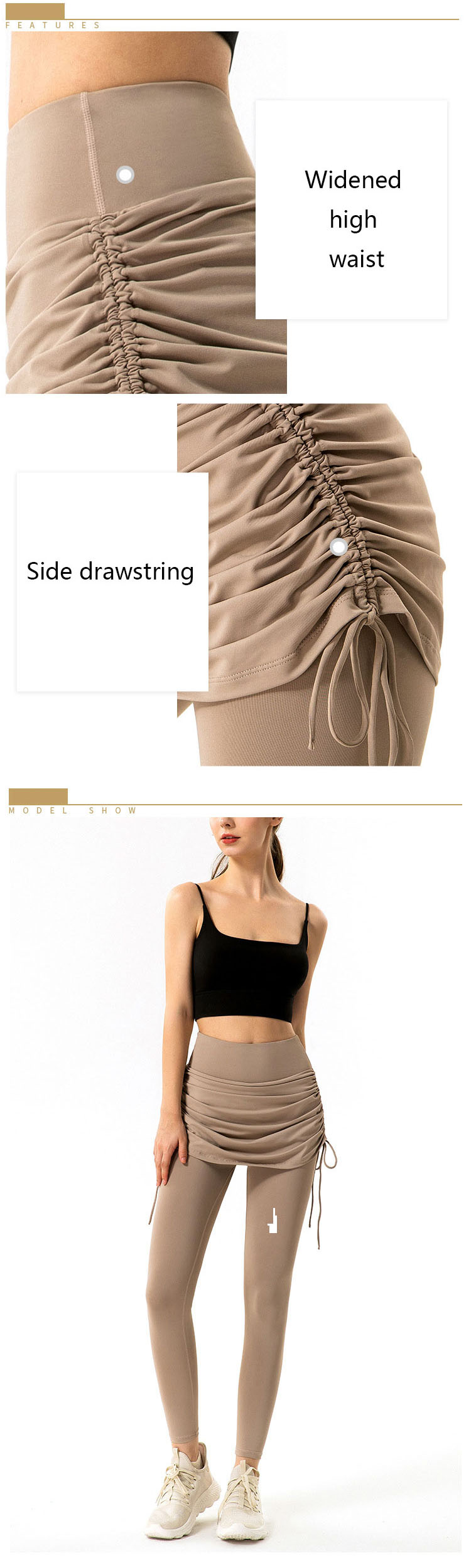 Yoga pants with skirt are widely used in style design with extremely diverse shaping and functionality