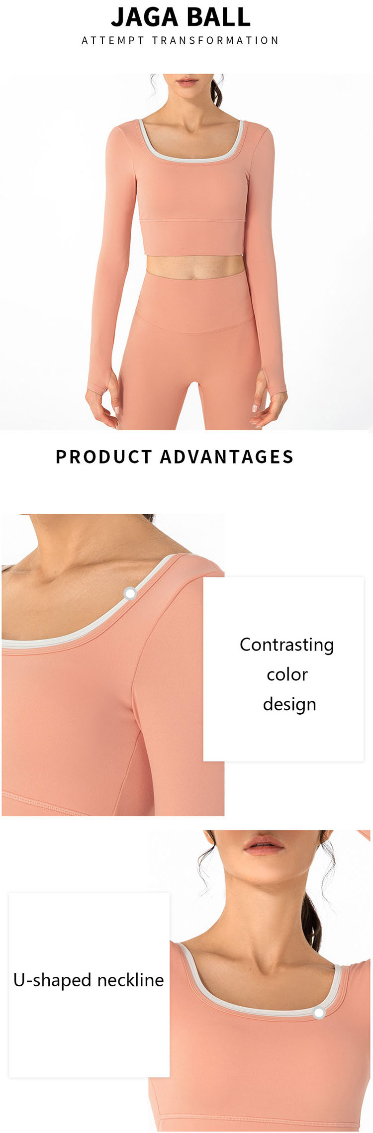 Contrasting color stitching is still popular in the 22 autumn and winter sports women's activewear long sleeve tops