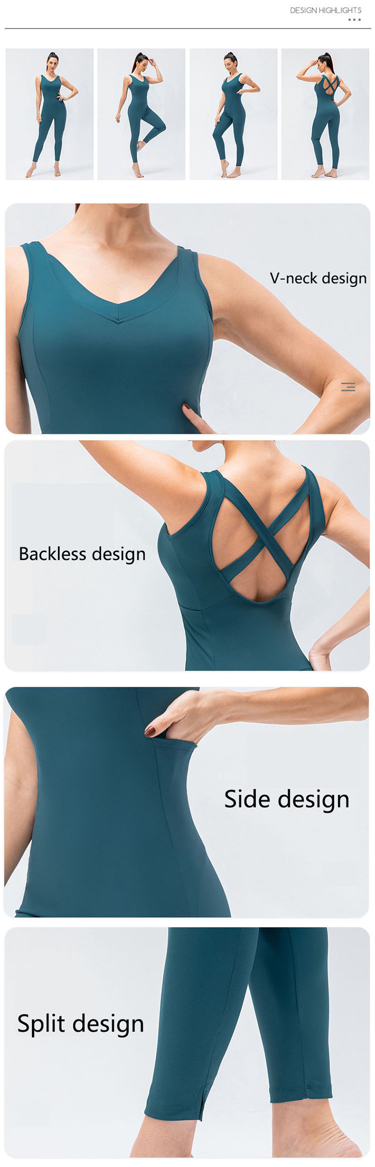 The elasticity of the shoulder straps does not drop, and the arc-spliced V-neck reveals the collarbone.