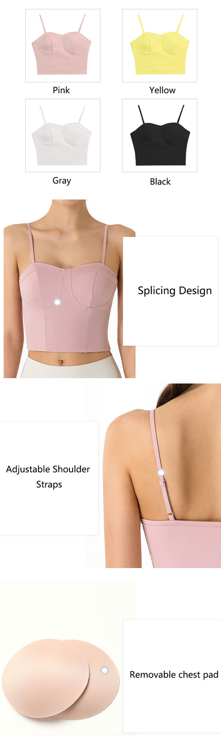 With the diversified development of consumer demand, Spaghetti strap sports bra is gradually subdivided.