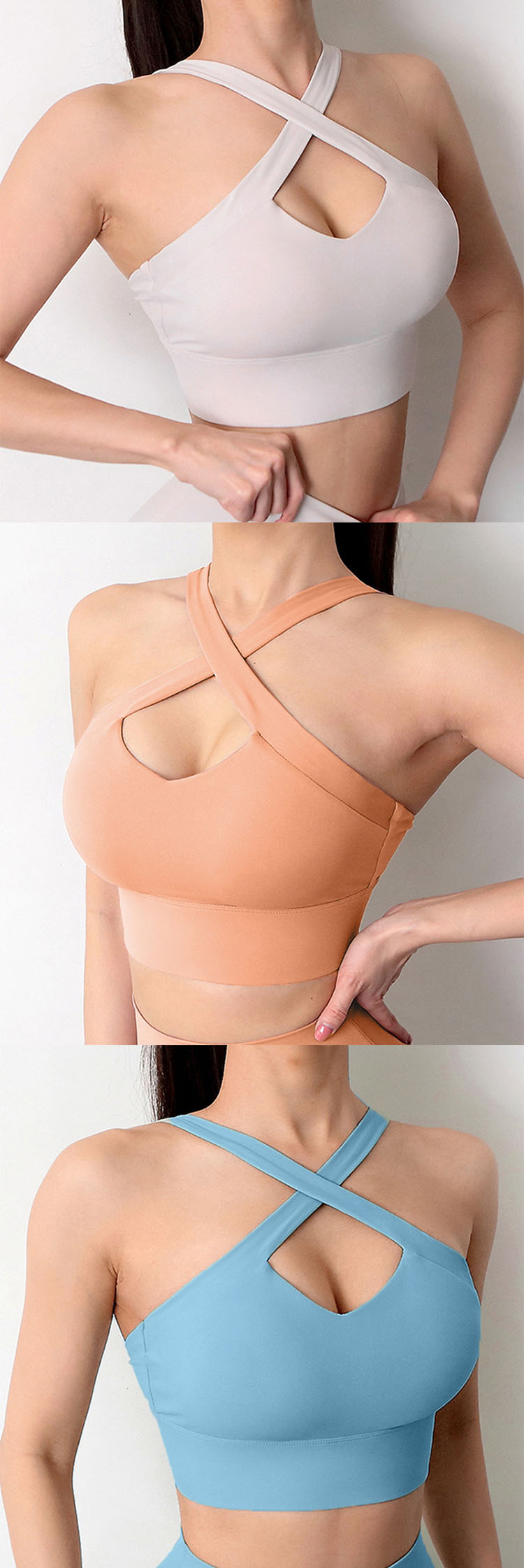 The use of bows in the chest design includes super supportive sports bra