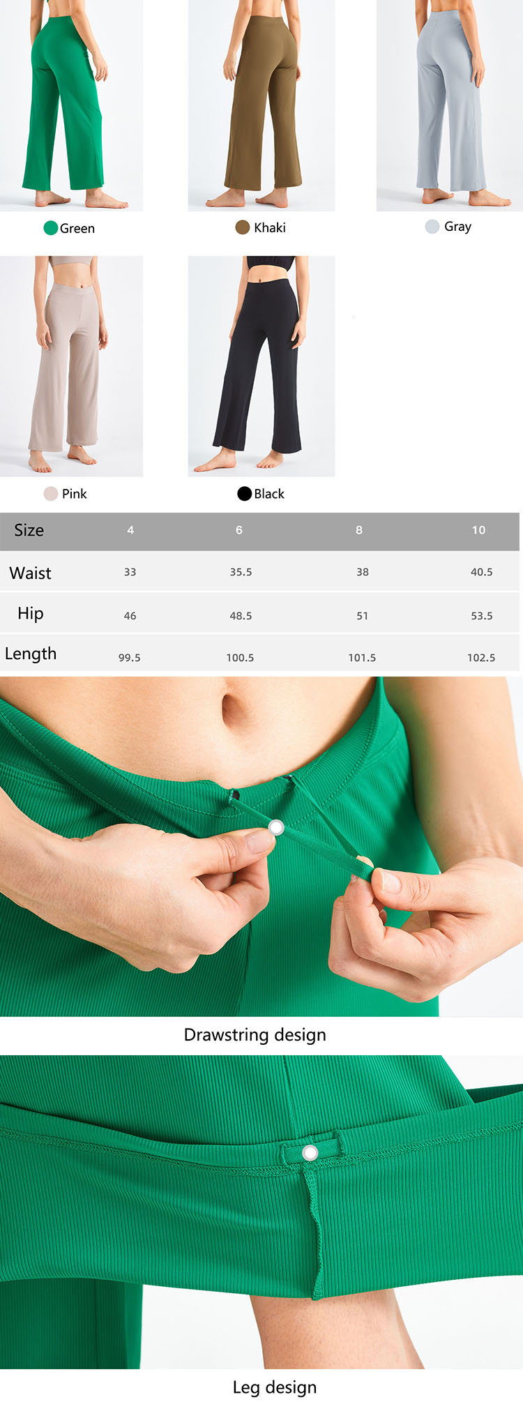 The waist is designed with a drawstring, which can be adjusted freely, making the movement more comfortable