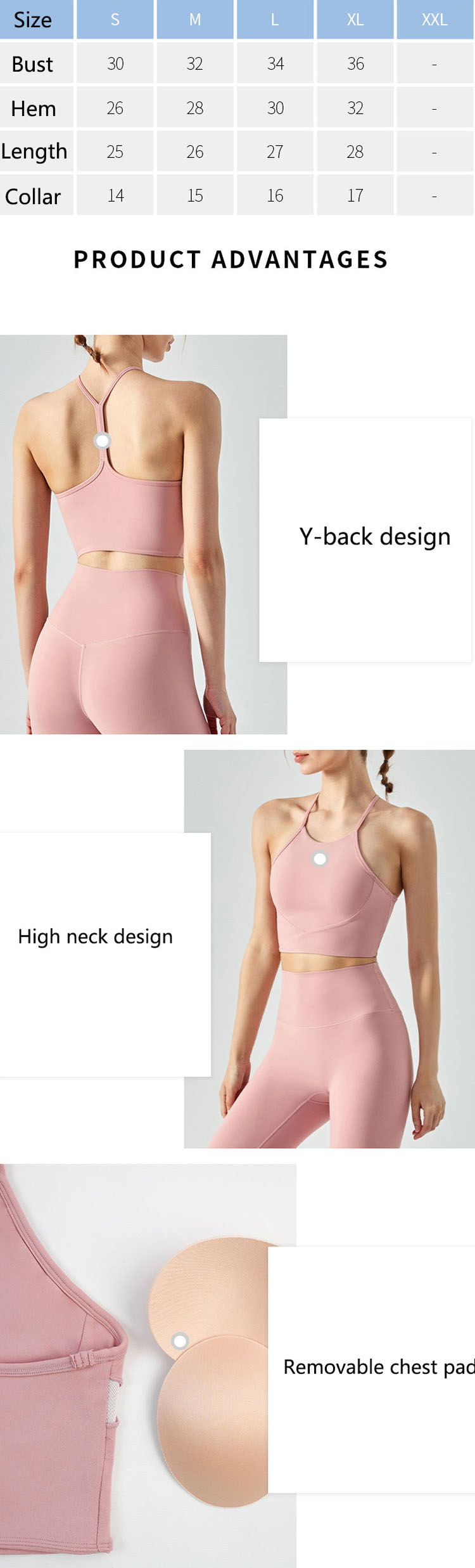 The Y-shaped back design shows a sexy back and wicks sweat quickly