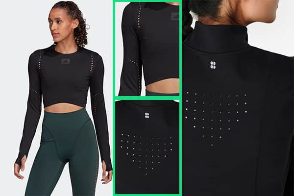 Hollow punching design for women's running top