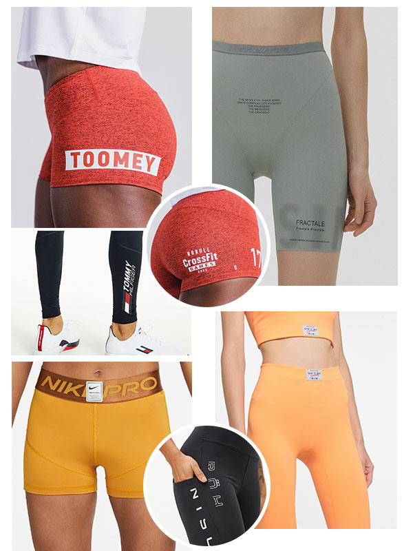 LOGO and text phrases are still crucial design elements for this season for yoga leggings