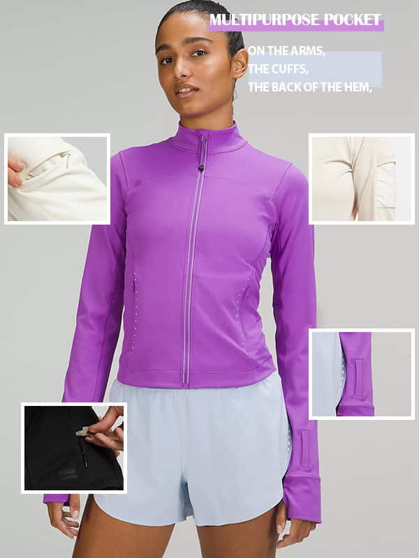 Women running tops with mobile phone pocket in the ingenious location