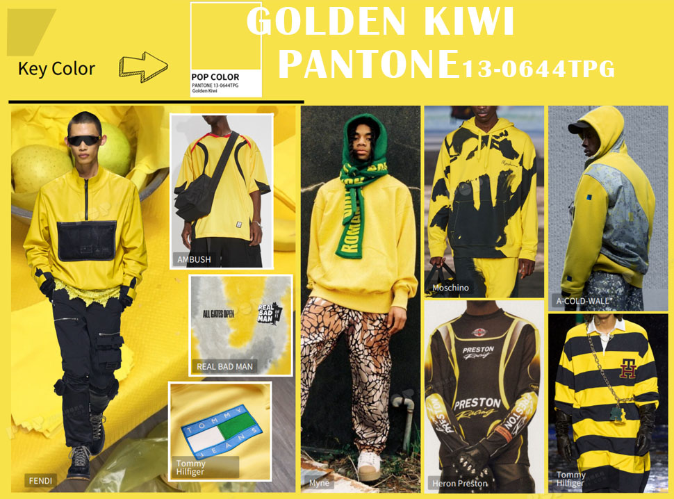 Golden kiwi color of mens sportswear fashion design