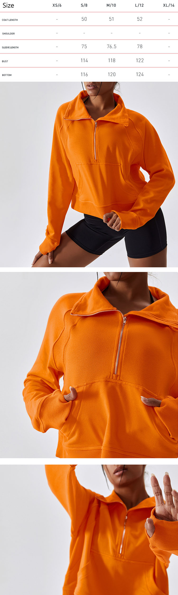 Womens orange athletic jacket is very windproof and warm