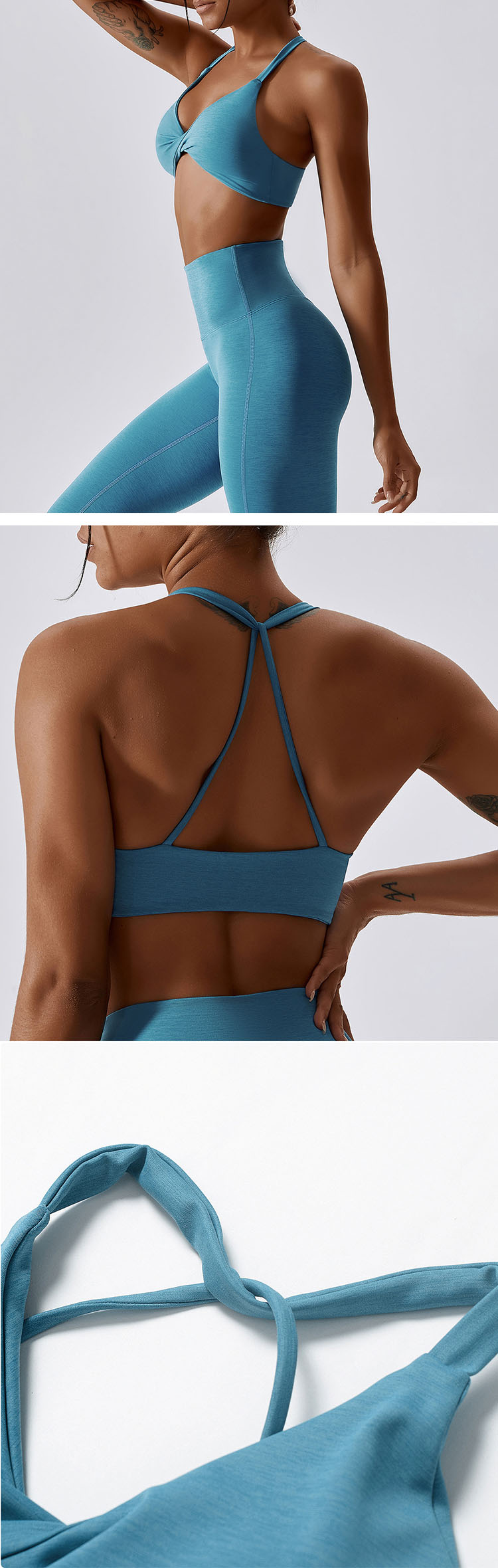 The back is designed with thin shoulder strap, showing sexy and beautiful back, breathable and perspiring
