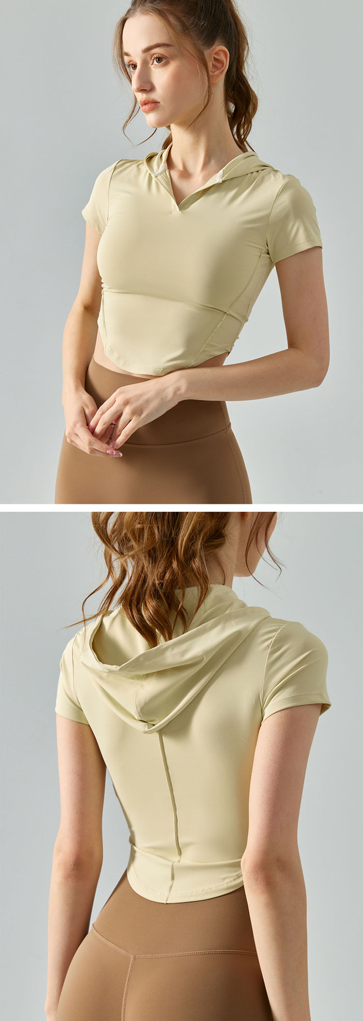 Circular hem design is adopted to cover the abdominal fat and modify the waist line
