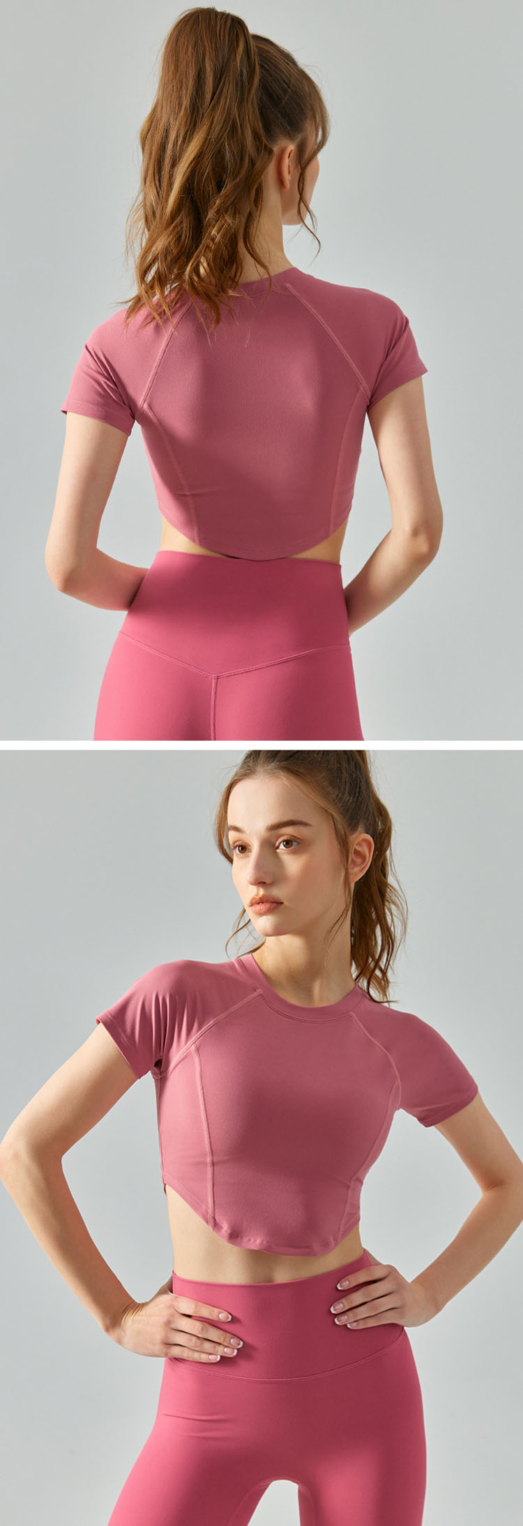 Circular hem design is adopted to cover the abdominal fat and modify the waist line