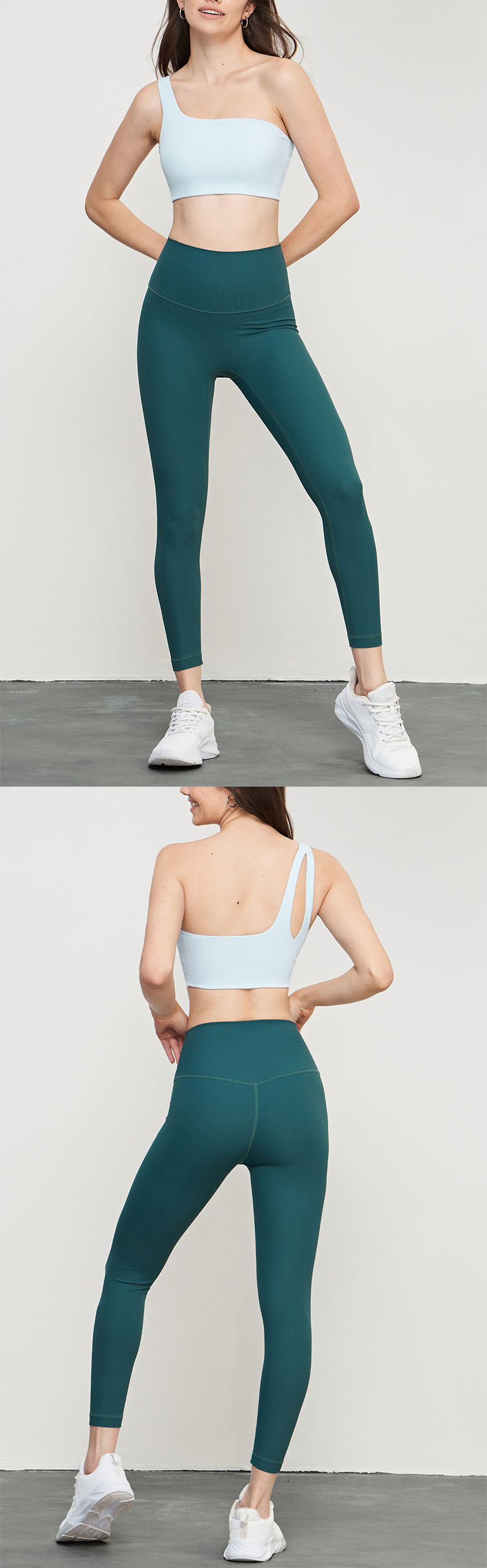 Open-back design is adopted to show sexy back, which helps to sweat while exercising