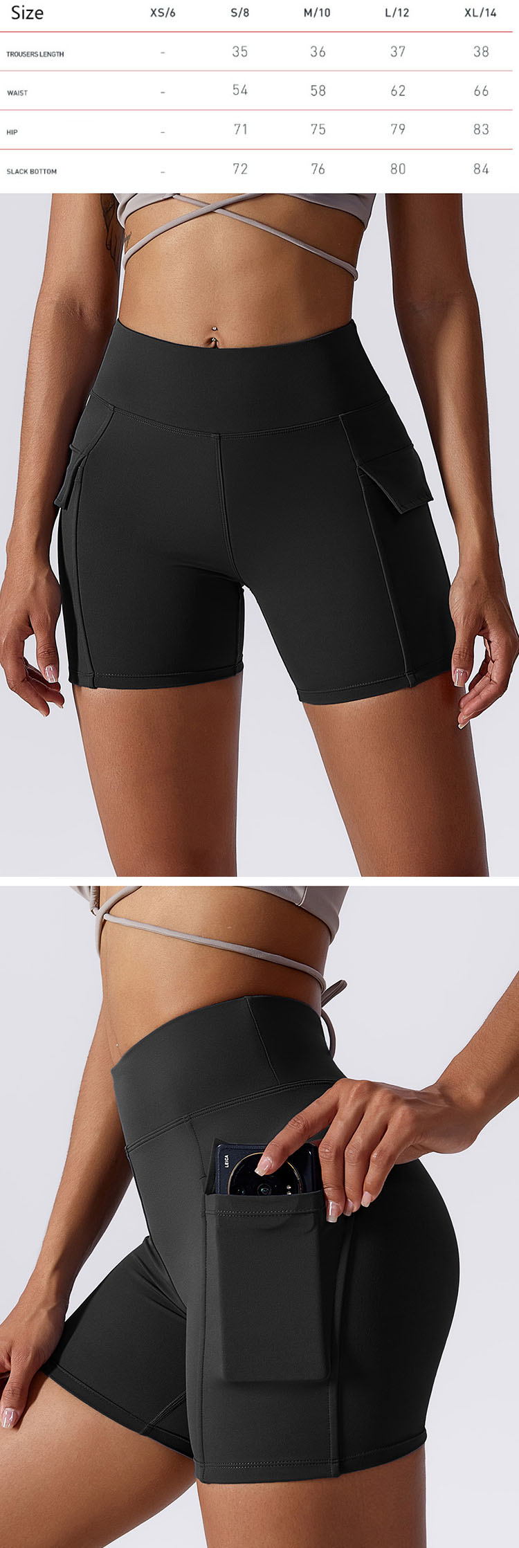 Design style of black yoga pants with pockets is changeable