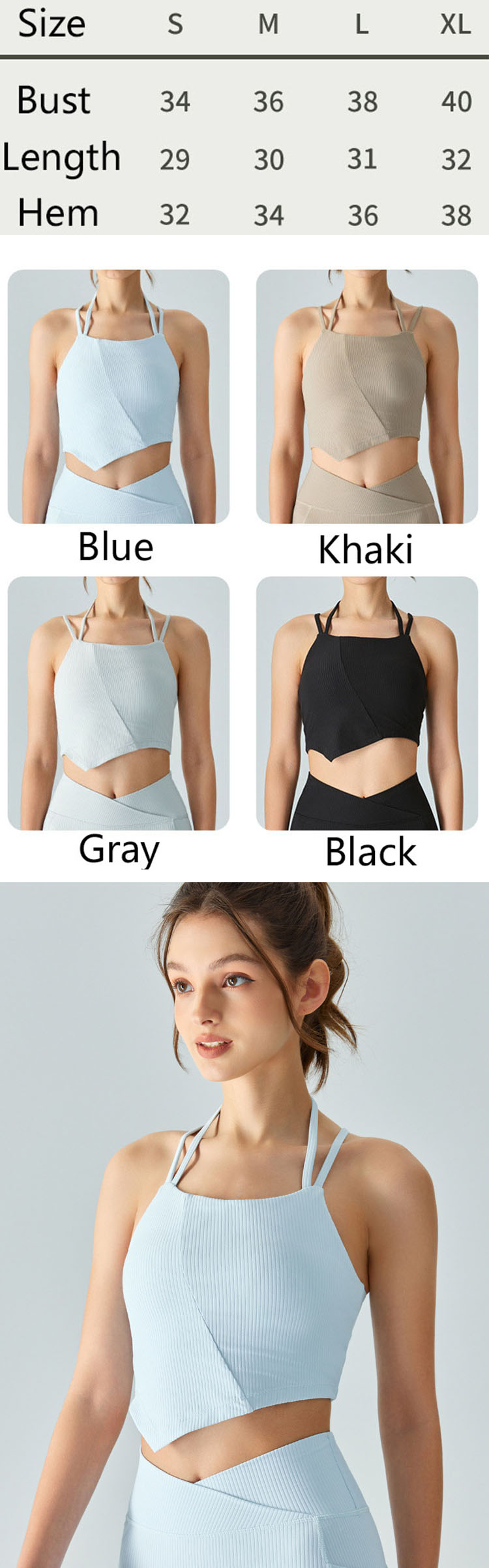 Irregular hem design is adopted to show sexy waist and create a slim waist line