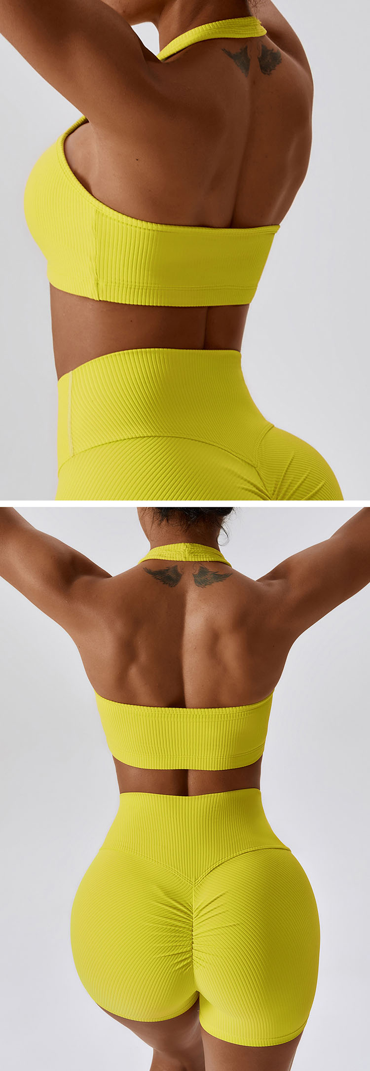 Open-back design is adopted to show sexy back and help sweat during exercise
