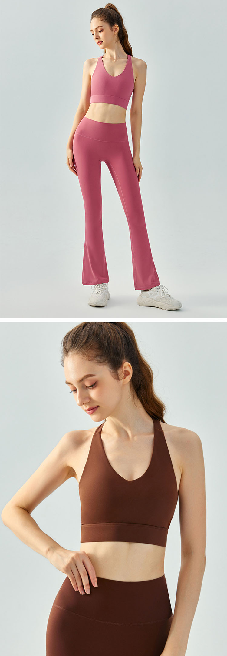 Open-back design is adopted on the back, showing sexy back curve and helping to sweat during exercise