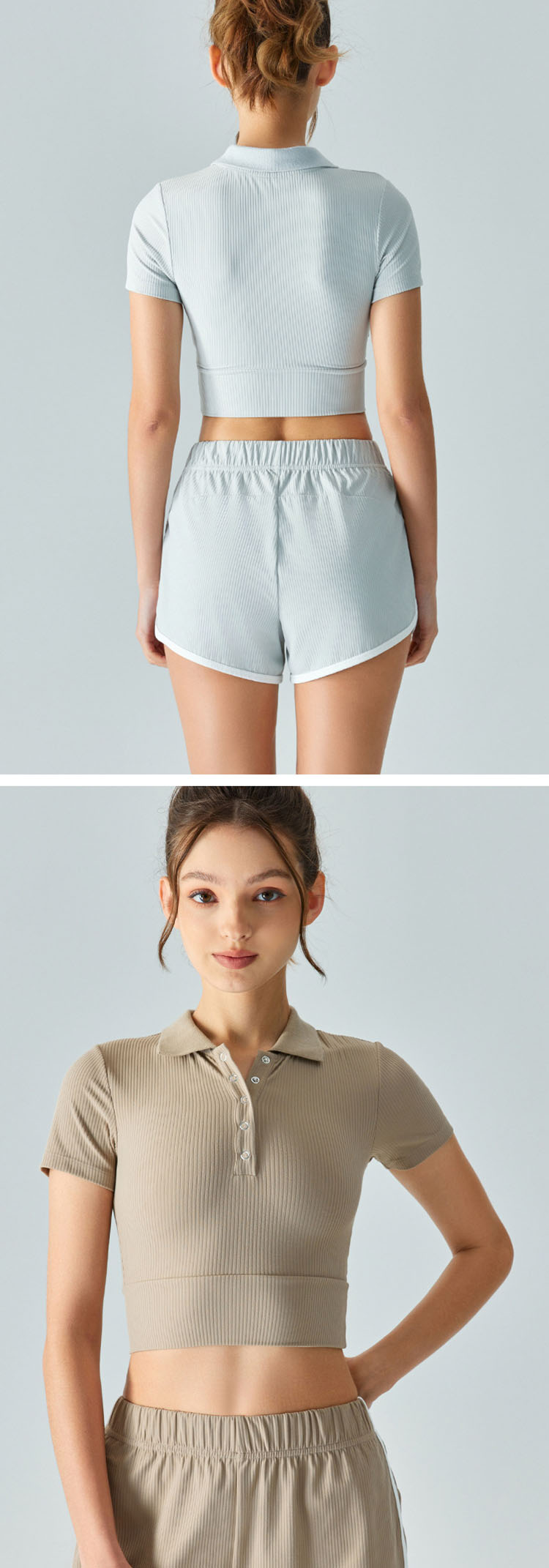 It is designed with widened hem, tailored to the body, shaped and wrapped, showing a delicate waist
